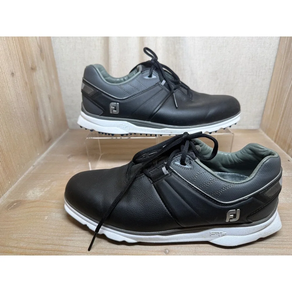 FootJoy Pro SL Mens Golf Shoes 53077 Black Charcoal Spikeless Leather Size 7.5 M